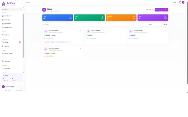 BnBFlow: Settings · team