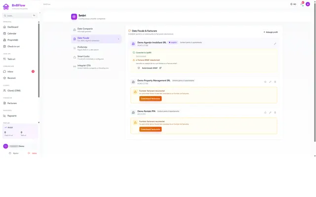 BnBFlow: Settings · fiscal data