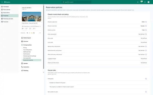 Guesty: Property · pricing · reservation policies