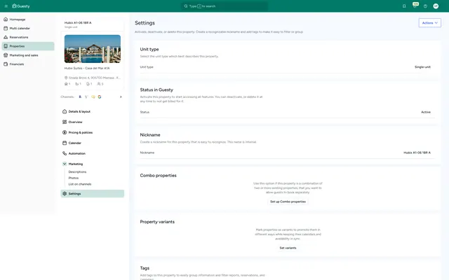 Guesty: Property · settings