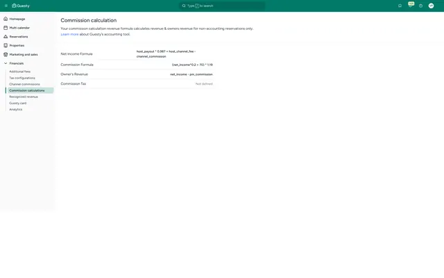 Guesty: Financials · commission calculations