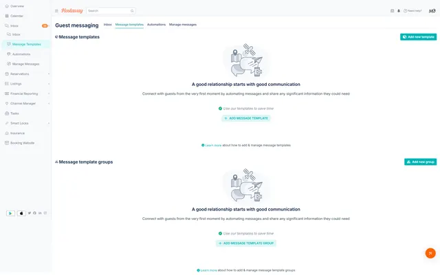 Hostaway: Inbox · message templates