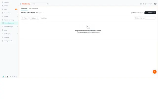Hostaway: Financial · owner statements