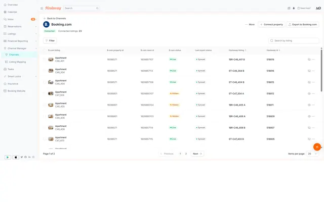 Hostaway: Financial · channel · booking