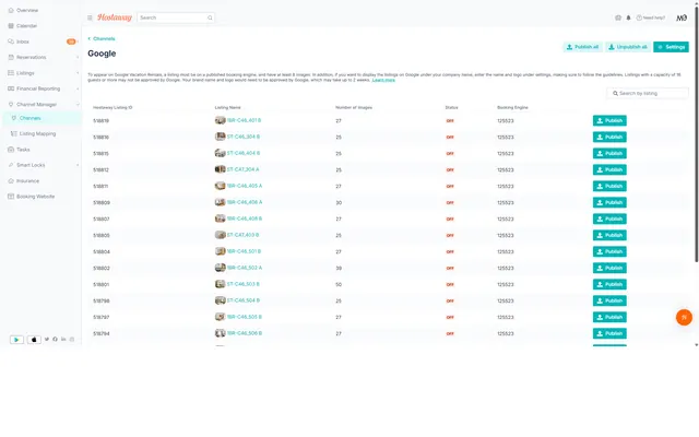 Hostaway: Financial · channel · google