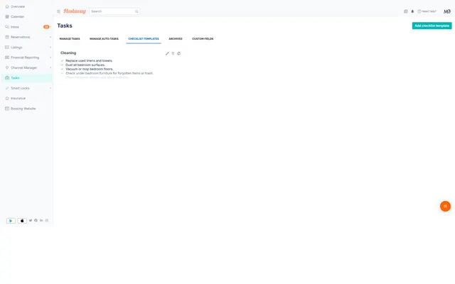 Hostaway: Tasks · checklists