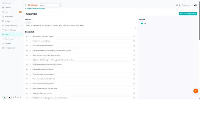 Hostaway: Tasks · checklist · edit
