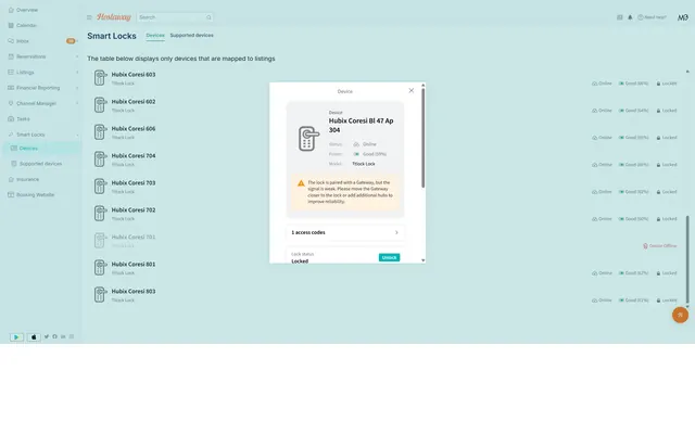 Hostaway: Smart lock · edit