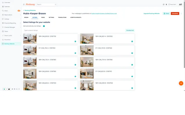 Hostaway: Booking website · listings
